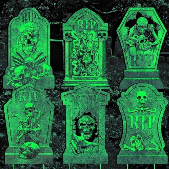 Halloween Decorations Tombstones Yard Sign,6Pcs Luminous Rip Halloween - Picture 7 of 7